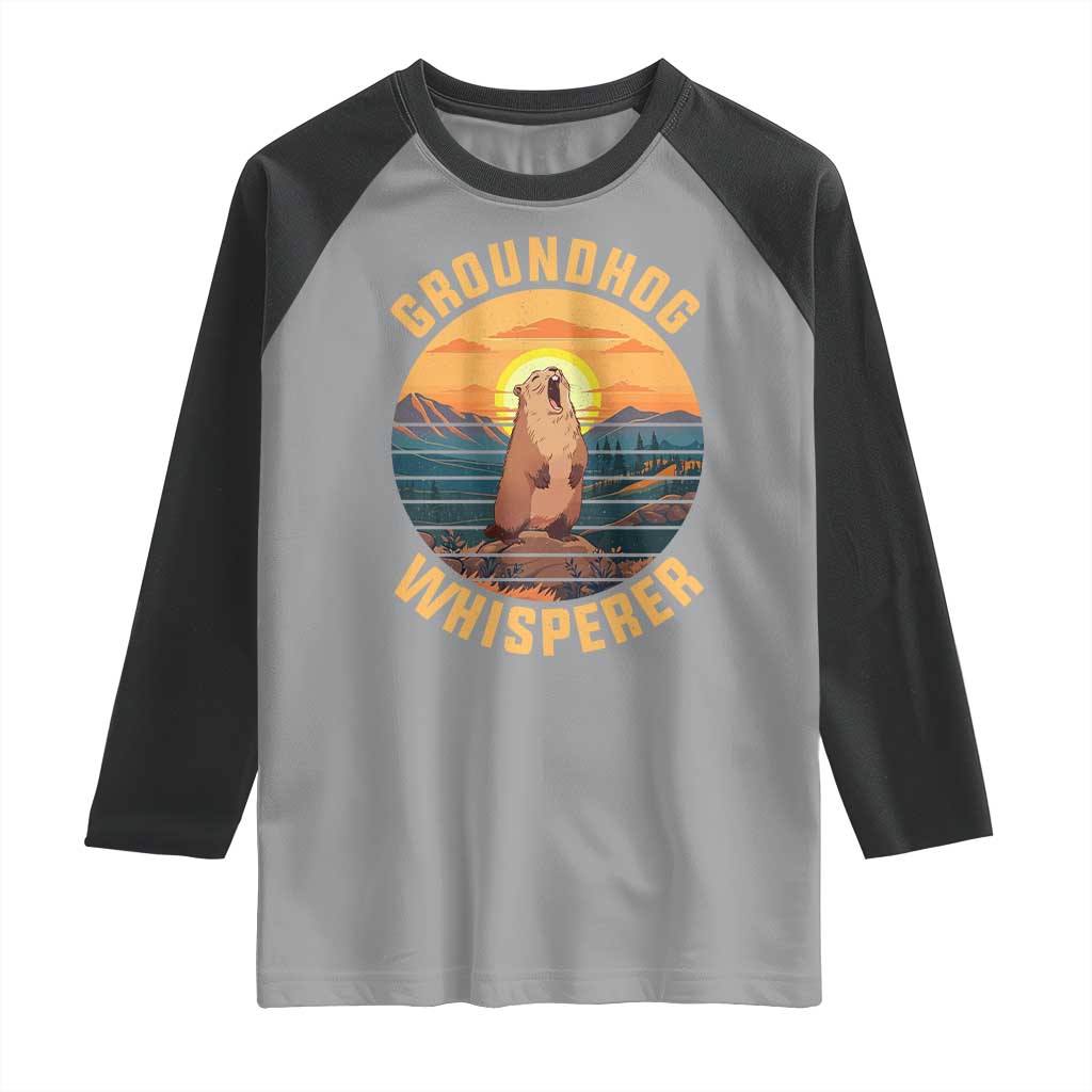 Funny Groundhog Whisperer Raglan Shirt Screaming Woodchuck Mountain Forest TS11 Sport Gray Black Print Your Wear