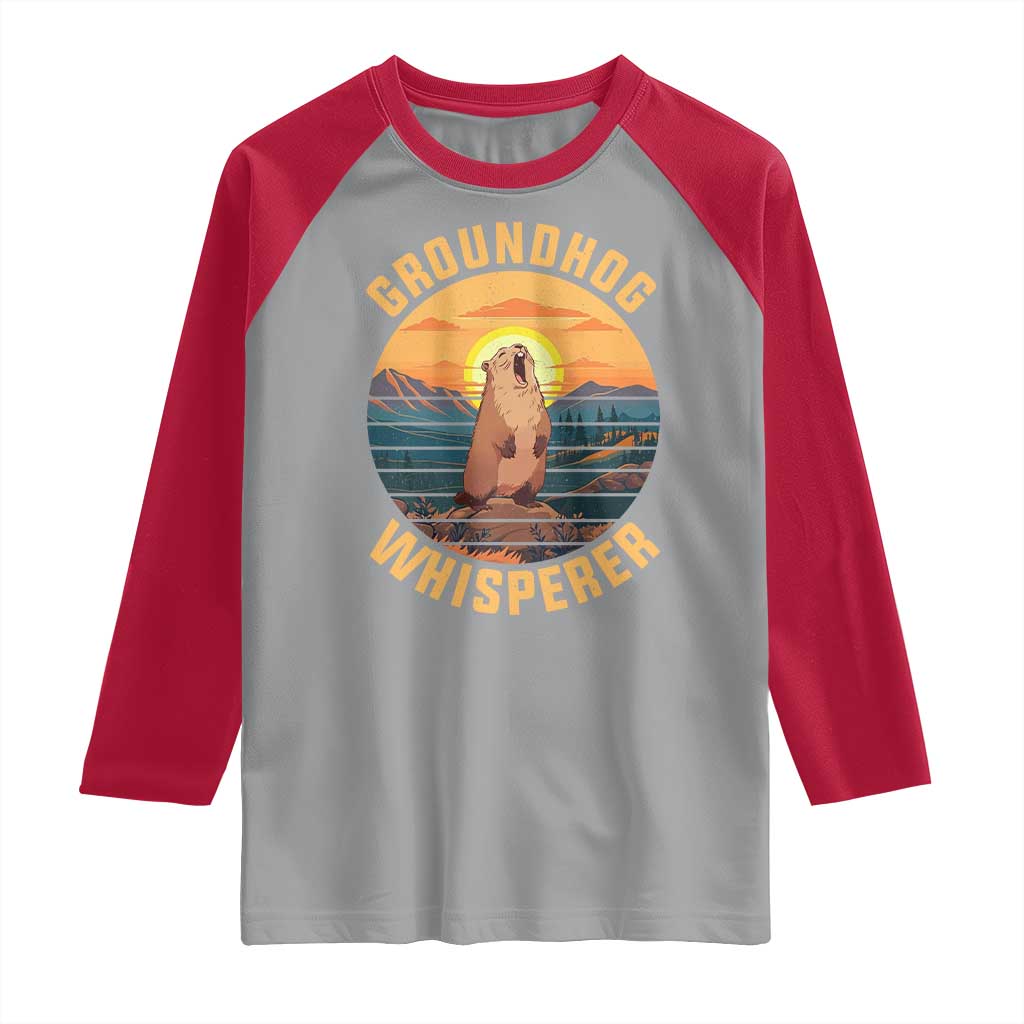 Funny Groundhog Whisperer Raglan Shirt Screaming Woodchuck Mountain Forest TS11 Sport Gray Red Print Your Wear