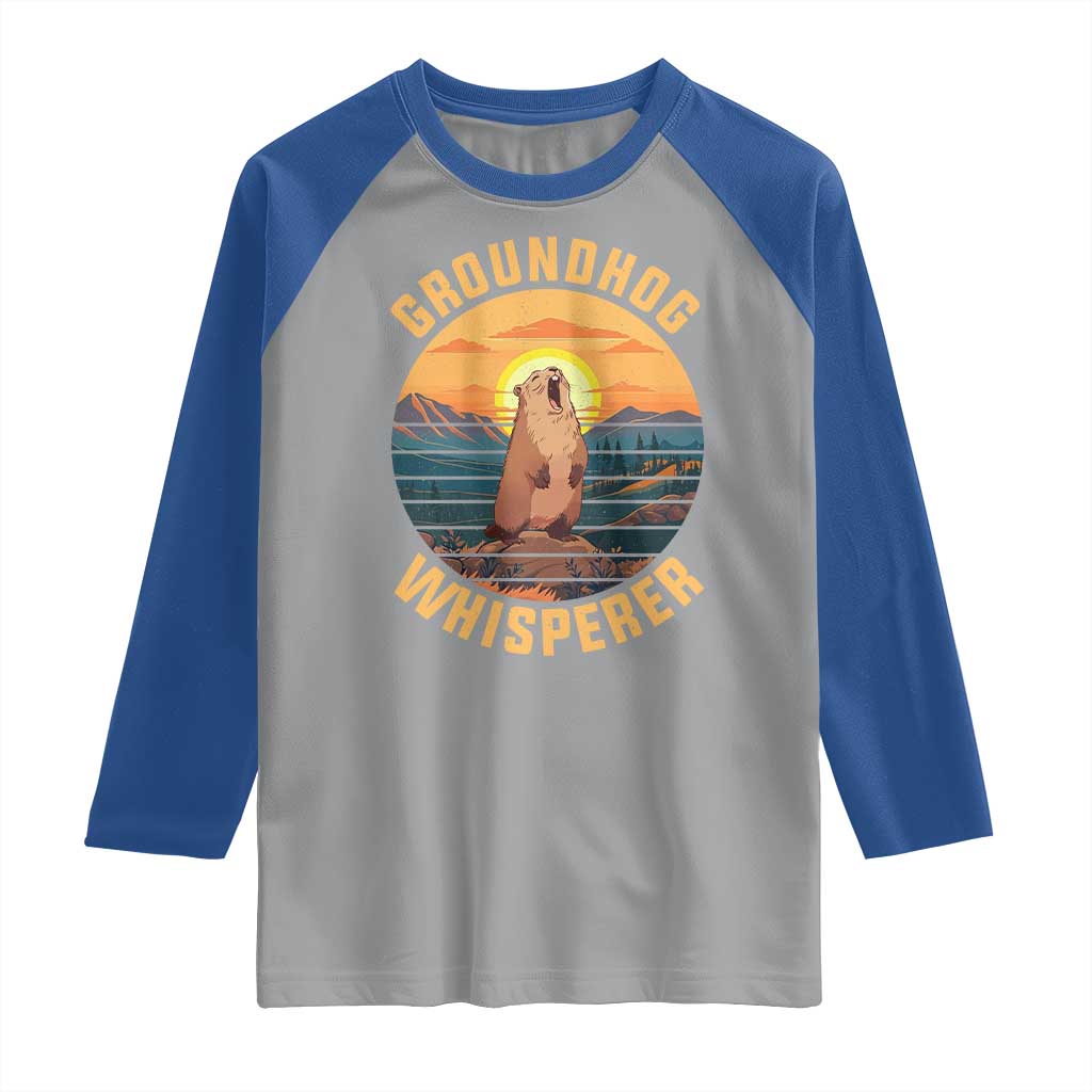 Funny Groundhog Whisperer Raglan Shirt Screaming Woodchuck Mountain Forest TS11 Sport Gray Royal Print Your Wear