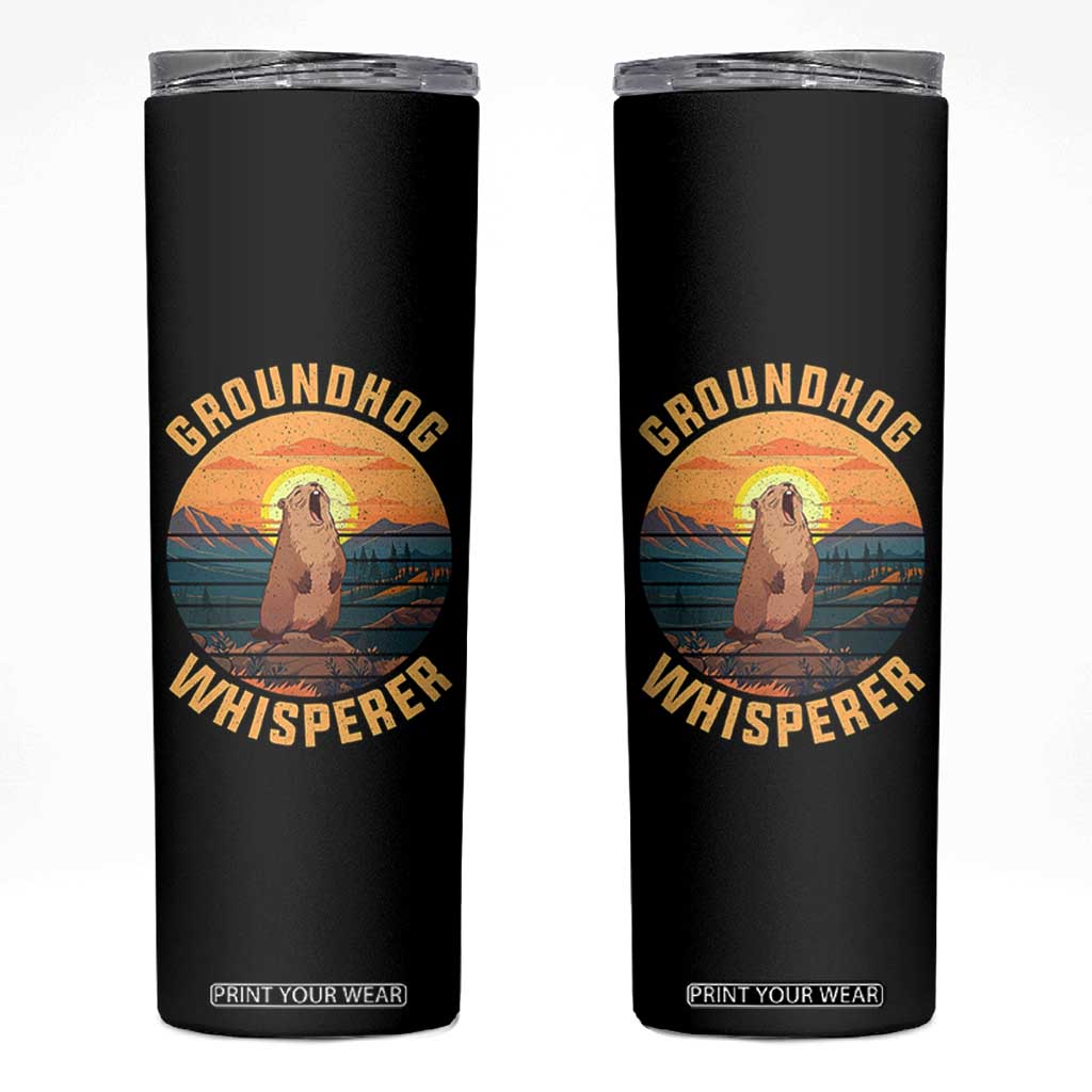 Funny Groundhog Whisperer Skinny Tumbler Screaming Woodchuck Mountain Forest TS11 Black Print Your Wear