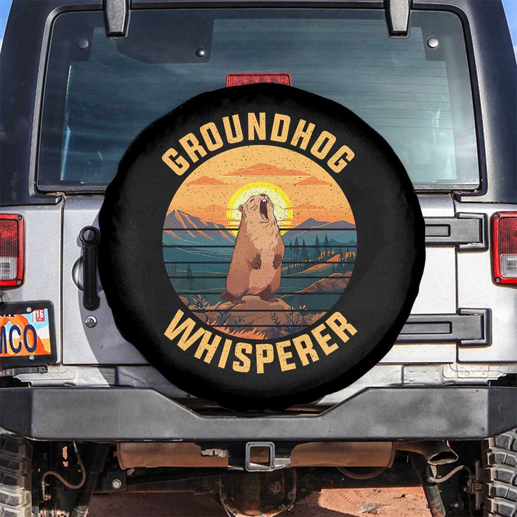 Funny Groundhog Whisperer Spare Tire Cover Screaming Woodchuck Mountain Forest TS11 No hole Black Print Your Wear