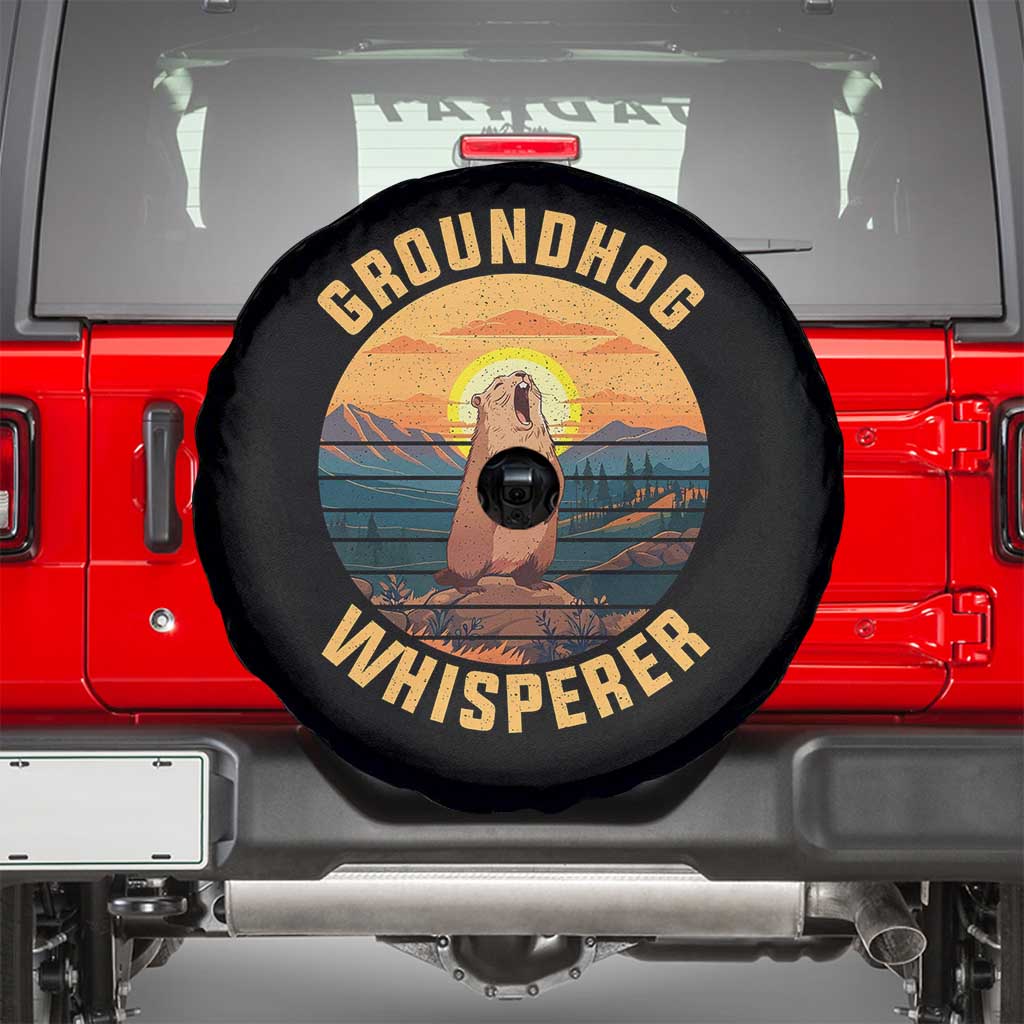 Funny Groundhog Whisperer Spare Tire Cover Screaming Woodchuck Mountain Forest TS11 Black Print Your Wear