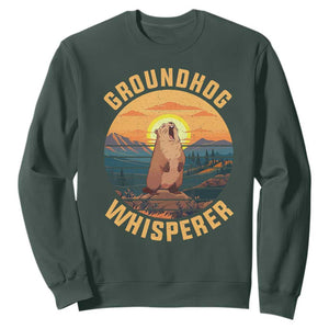 Funny Groundhog Whisperer Sweatshirt Screaming Woodchuck Mountain Forest TS11 Dark Forest Green Print Your Wear