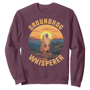 Funny Groundhog Whisperer Sweatshirt Screaming Woodchuck Mountain Forest TS11 Maroon Print Your Wear
