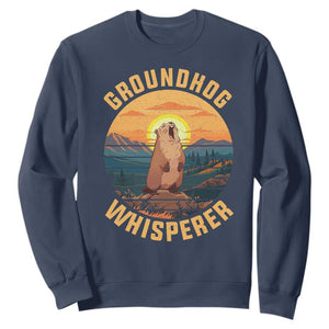 Funny Groundhog Whisperer Sweatshirt Screaming Woodchuck Mountain Forest TS11 Navy Print Your Wear
