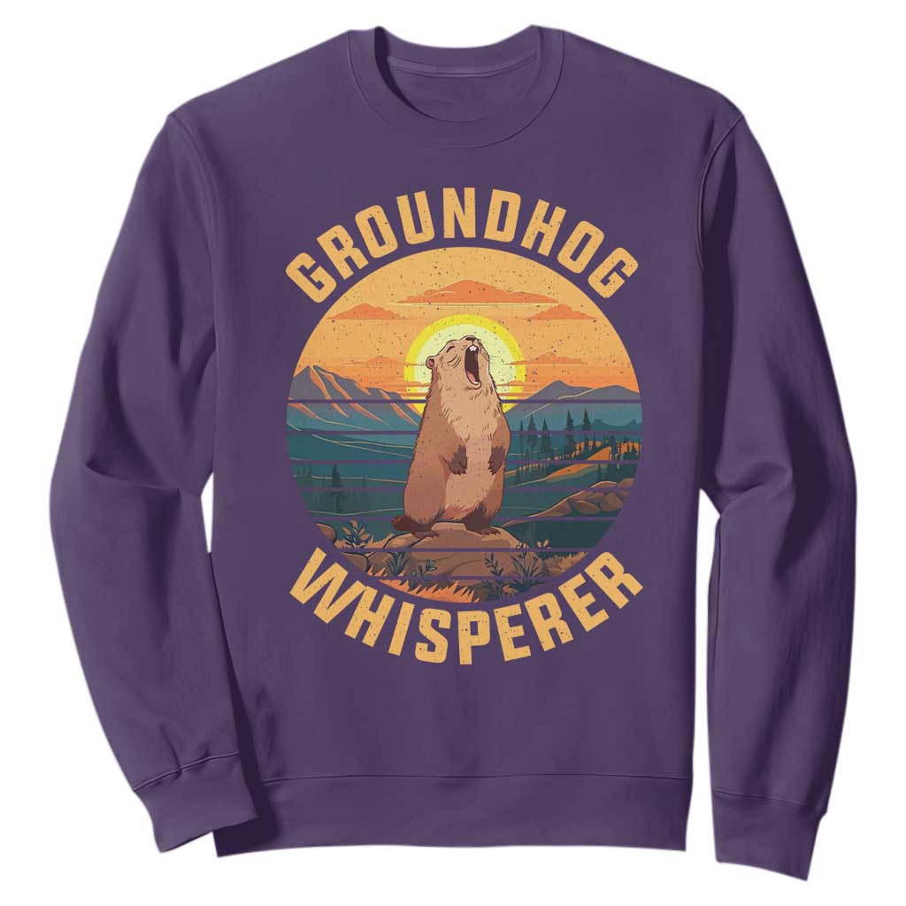 Funny Groundhog Whisperer Sweatshirt Screaming Woodchuck Mountain Forest TS11 Purple Print Your Wear