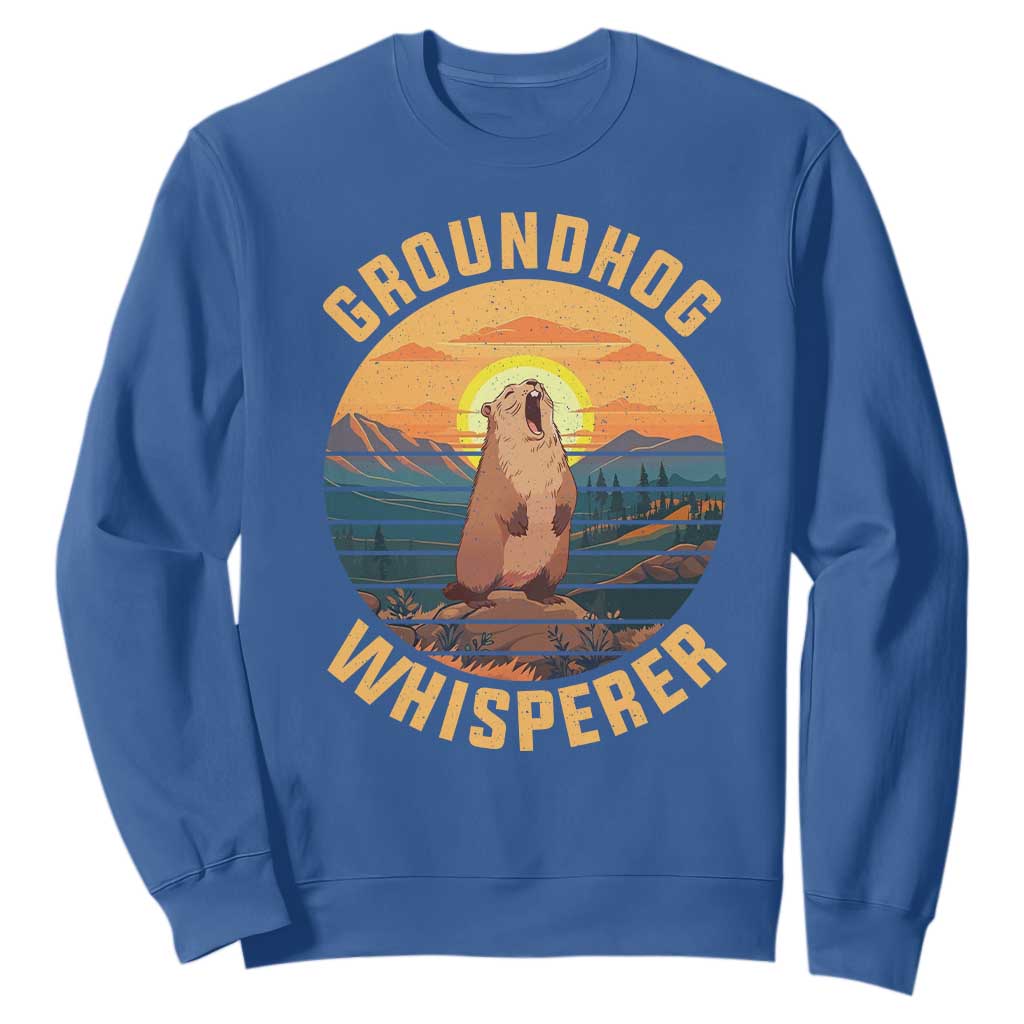 Funny Groundhog Whisperer Sweatshirt Screaming Woodchuck Mountain Forest TS11 Royal Blue Print Your Wear