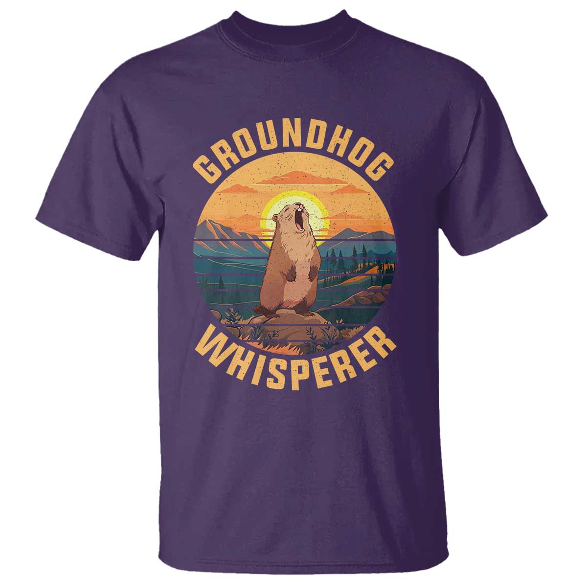 Funny Groundhog Whisperer T Shirt Screaming Woodchuck Mountain Forest TS11 Purple Print Your Wear