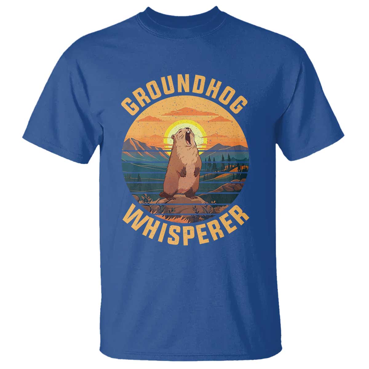 Funny Groundhog Whisperer T Shirt Screaming Woodchuck Mountain Forest TS11 Royal Blue Print Your Wear
