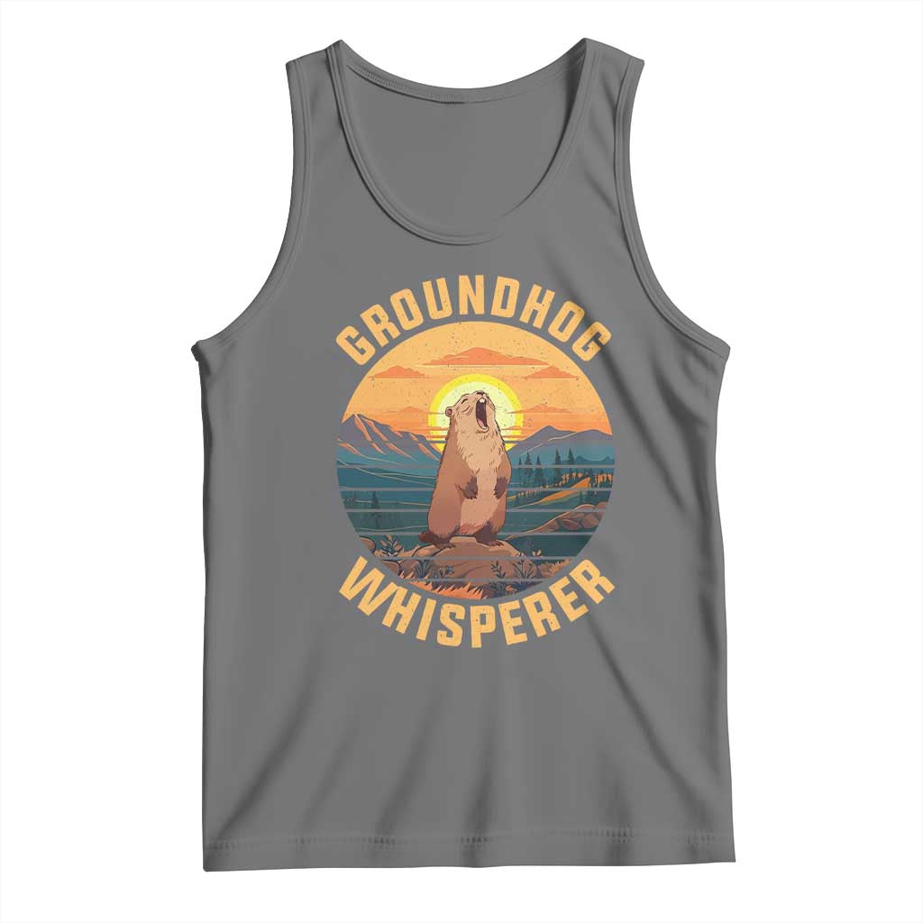 Funny Groundhog Whisperer Tank Top Screaming Woodchuck Mountain Forest TS11 Black Heather Print Your Wear
