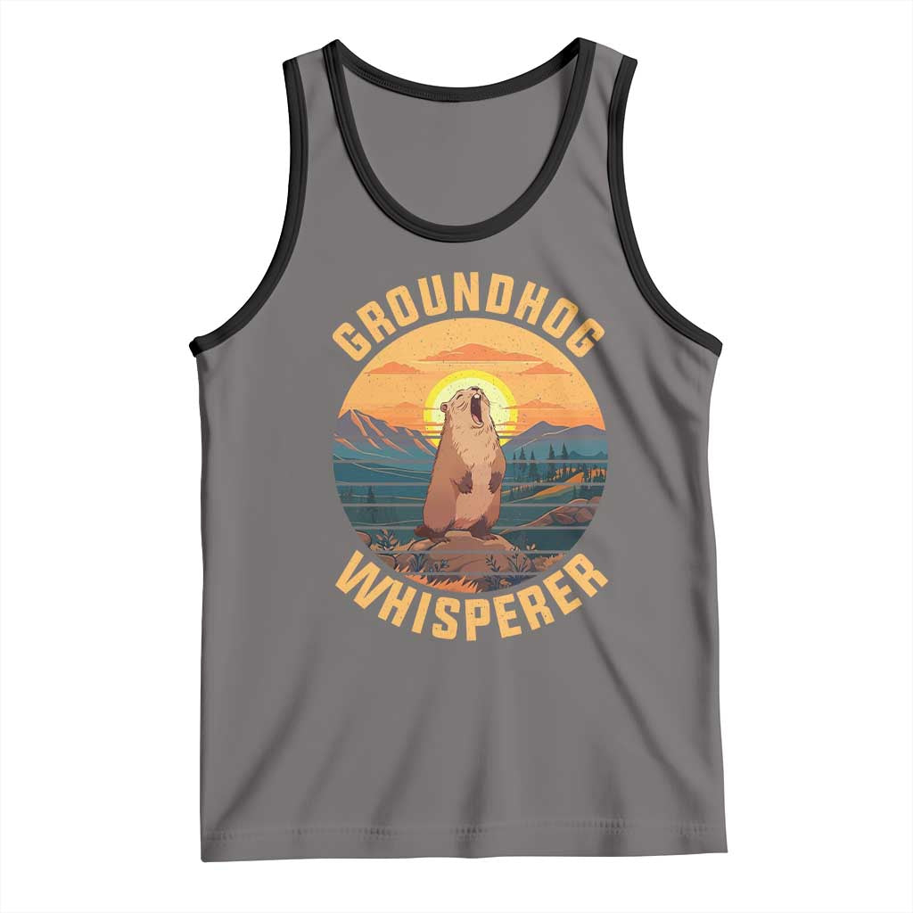 Funny Groundhog Whisperer Tank Top Screaming Woodchuck Mountain Forest TS11 Deep Heather Black Print Your Wear