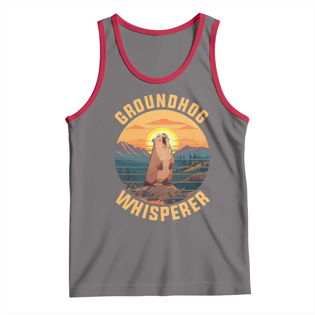 Funny Groundhog Whisperer Tank Top Screaming Woodchuck Mountain Forest TS11 Deep Heather Red Print Your Wear