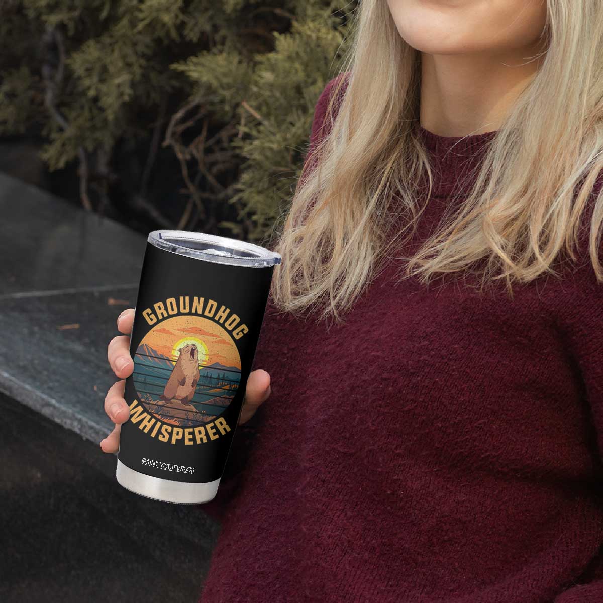 Funny Groundhog Whisperer Tumbler Cup Screaming Woodchuck Mountain Forest TS11 Print Your Wear