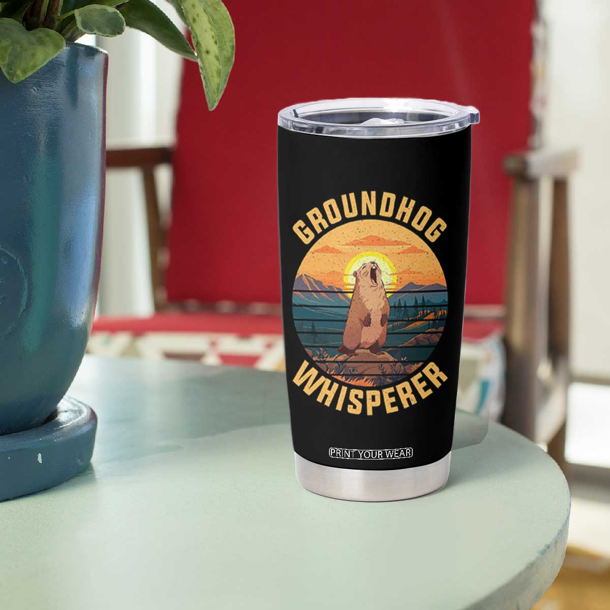 Funny Groundhog Whisperer Tumbler Cup Screaming Woodchuck Mountain Forest TS11 Print Your Wear