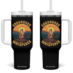 Funny Groundhog Whisperer Tumbler With Handle Screaming Woodchuck Mountain Forest TS11 One Size: 40 oz Black Print Your Wear