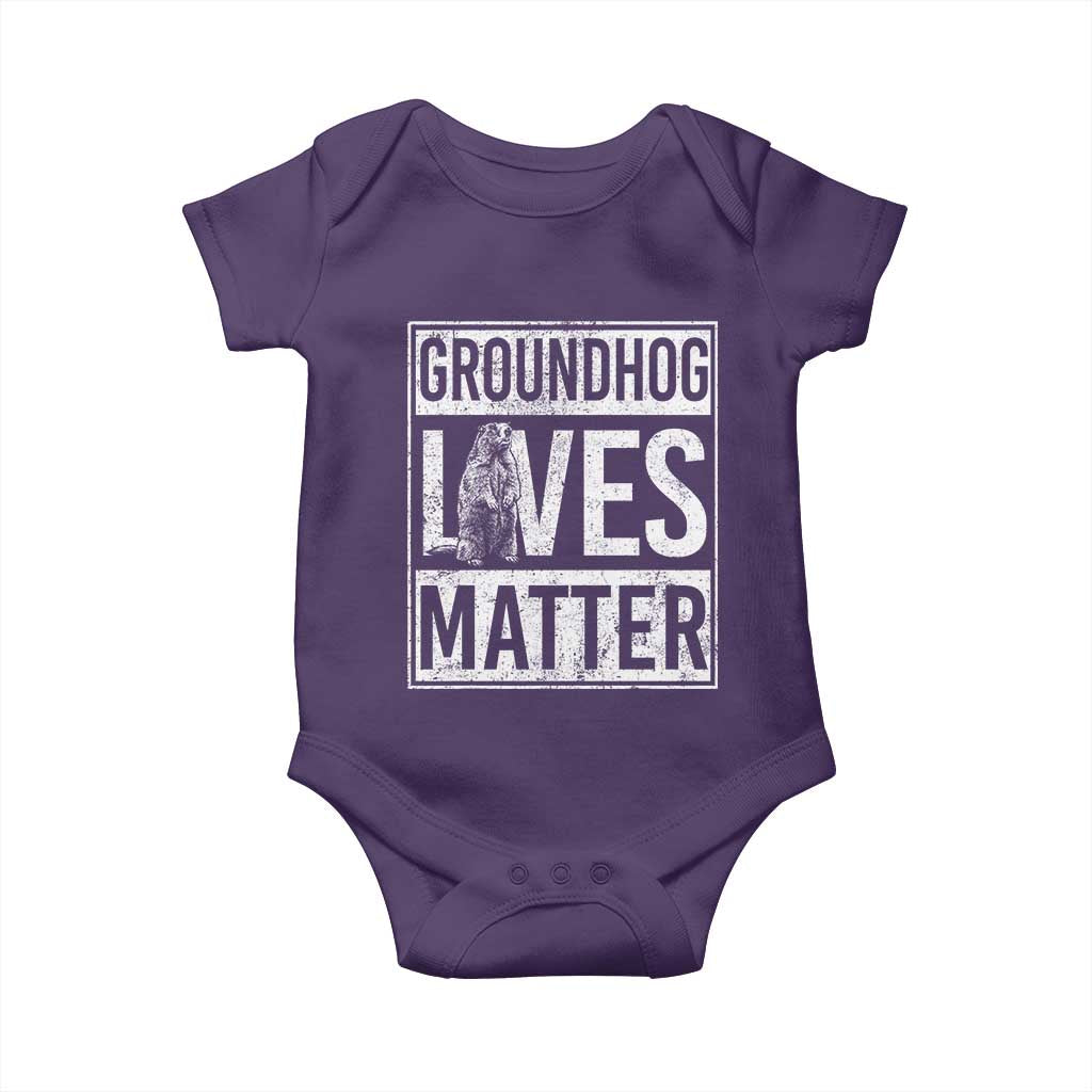 Groundhog Lives Matter Baby Onesie Funny Woodchuck Groundhog Day TS11 Purple Print Your Wear