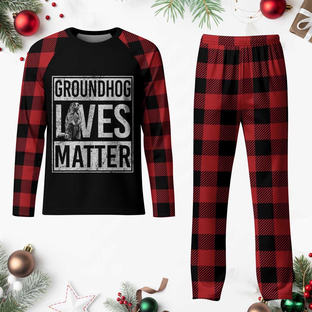 Groundhog Lives Matter Plaid Pajama Set Funny Woodchuck Groundhog Day TS11 Buffalo Plaid Print Your Wear