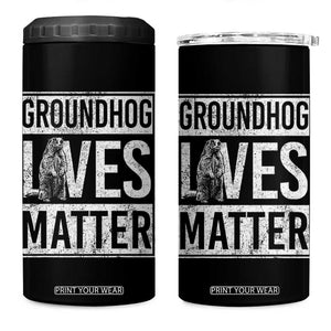 Groundhog Lives Matter 4 in 1 Can Cooler Tumbler Funny Woodchuck Groundhog Day TS11 One Size: 16 oz Black Print Your Wear