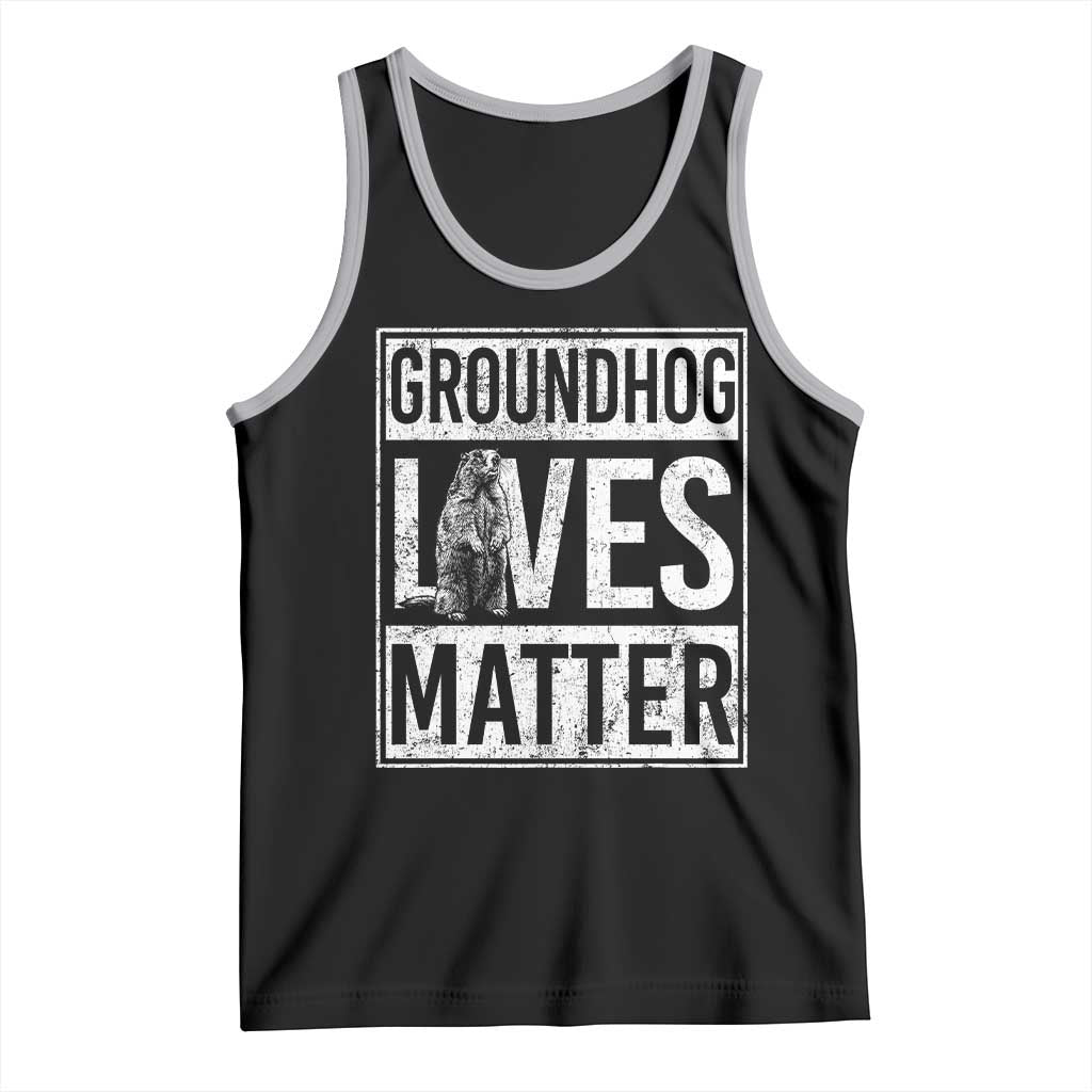 Groundhog Lives Matter Tank Top Funny Woodchuck Groundhog Day TS11 Black Athletic Heather Print Your Wear