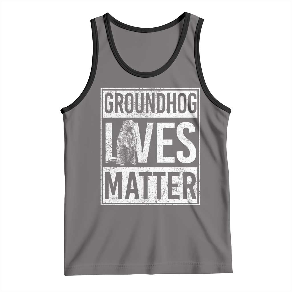 Groundhog Lives Matter Tank Top Funny Woodchuck Groundhog Day TS11 Deep Heather Black Print Your Wear