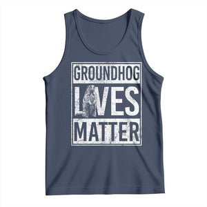 Groundhog Lives Matter Tank Top Funny Woodchuck Groundhog Day TS11 Navy Print Your Wear