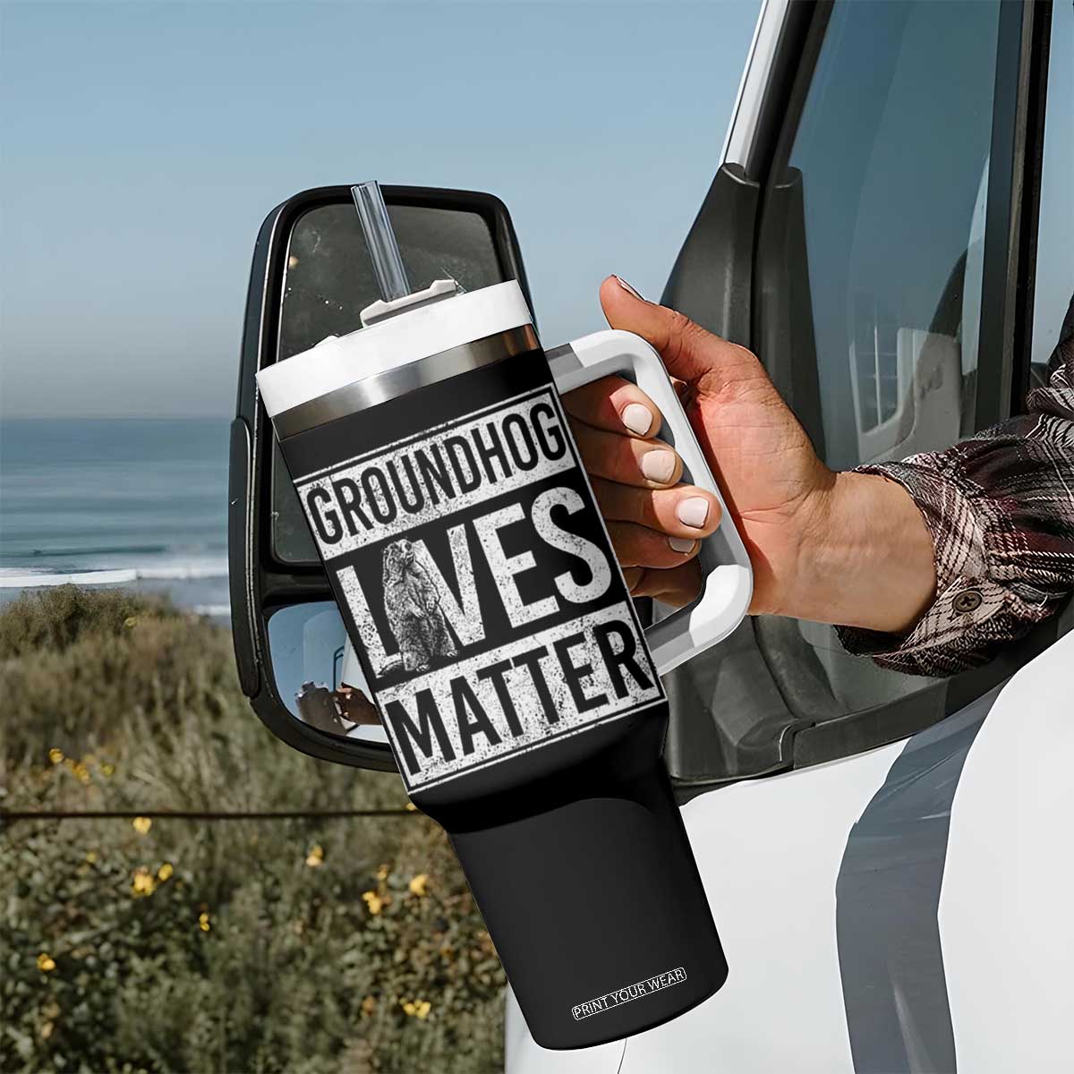 Groundhog Lives Matter Tumbler With Handle Funny Woodchuck Groundhog Day TS11 Print Your Wear