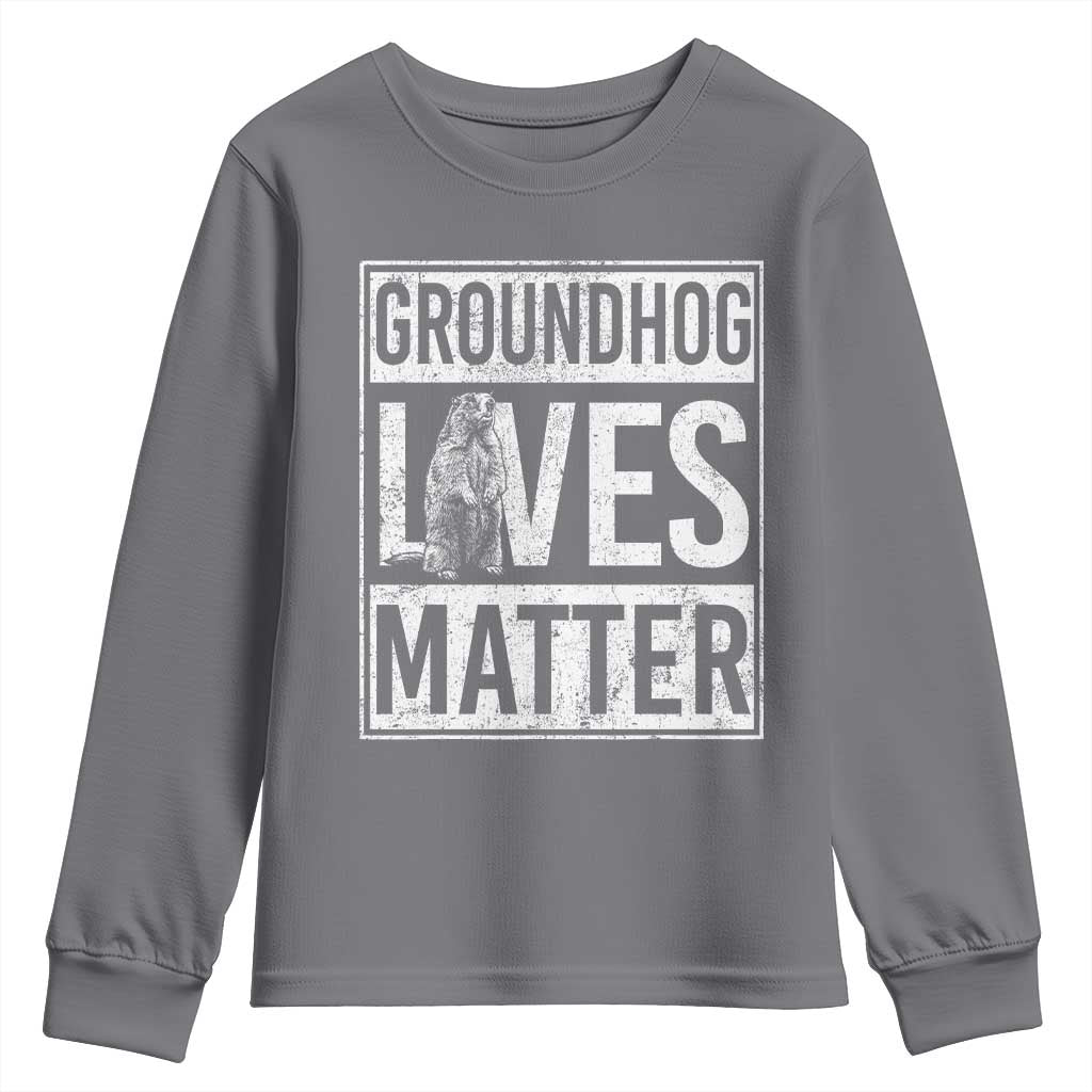 Groundhog Lives Matter Youth Sweatshirt Funny Woodchuck Groundhog Day TS11 Charcoal Print Your Wear