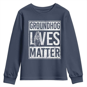Groundhog Lives Matter Youth Sweatshirt Funny Woodchuck Groundhog Day TS11 Navy Print Your Wear