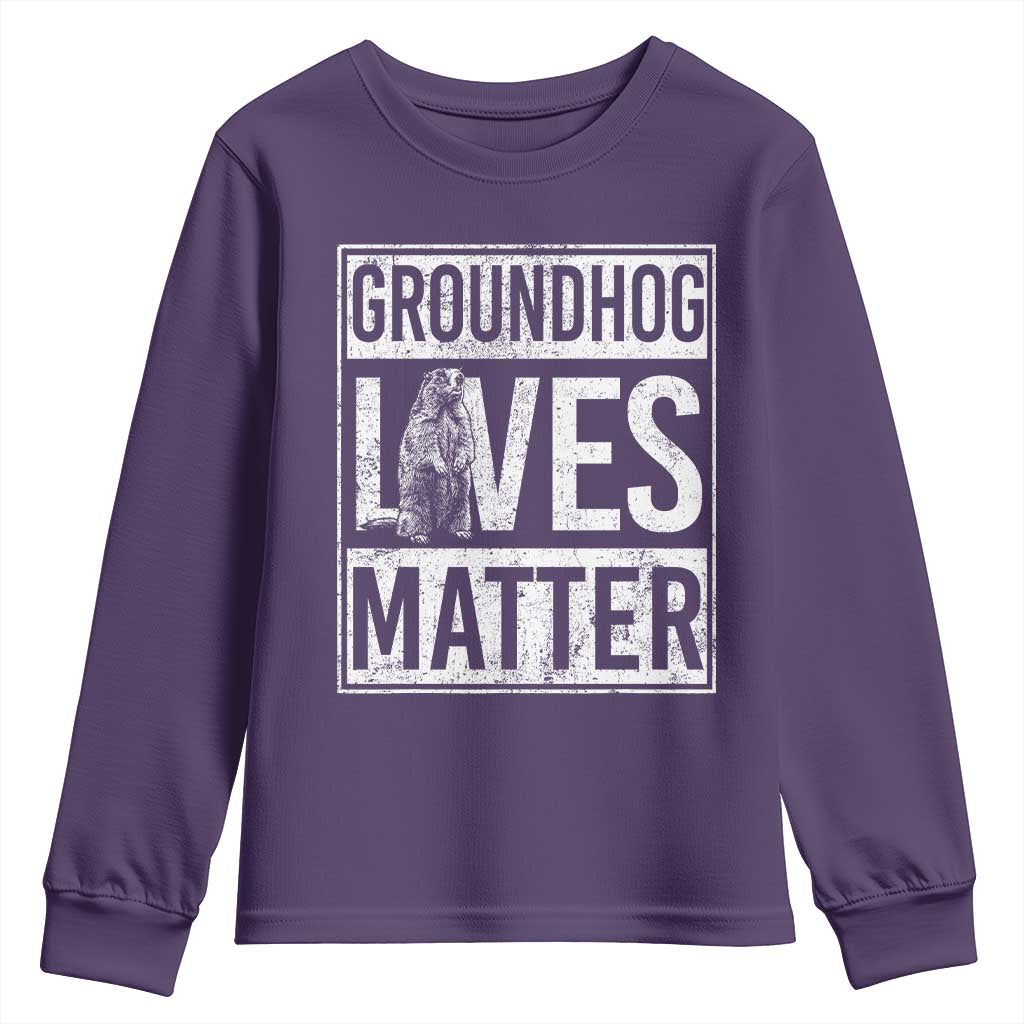 Groundhog Lives Matter Youth Sweatshirt Funny Woodchuck Groundhog Day TS11 Purple Print Your Wear