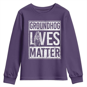 Groundhog Lives Matter Youth Sweatshirt Funny Woodchuck Groundhog Day TS11 Purple Print Your Wear