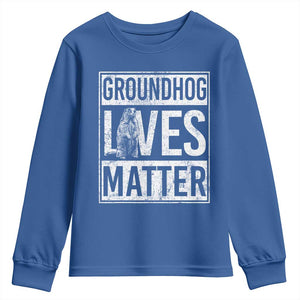 Groundhog Lives Matter Youth Sweatshirt Funny Woodchuck Groundhog Day TS11 Royal Blue Print Your Wear