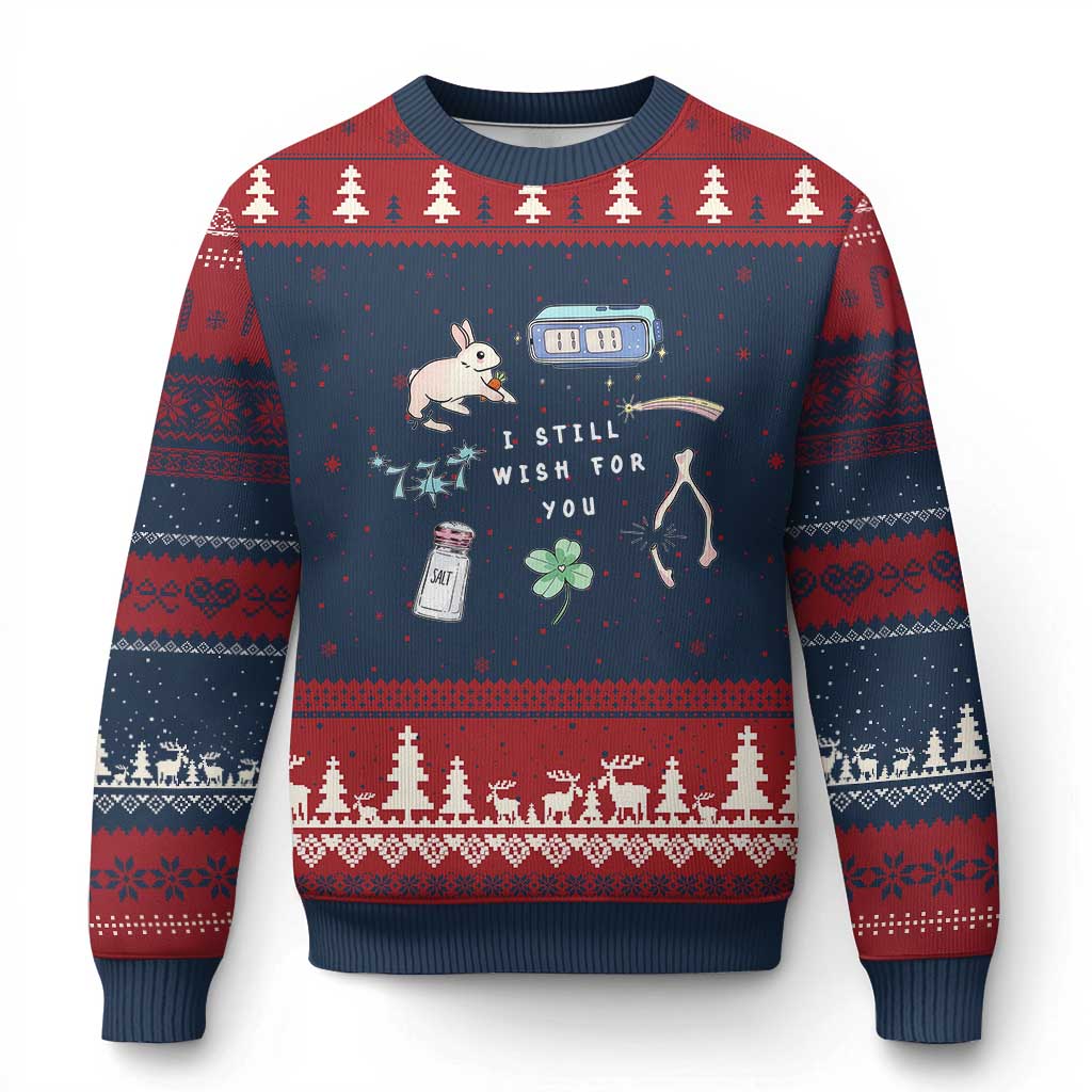 I Still Wish for You Lucky Rabbit 1111 Stars Clover Signs Ugly Christmas Sweater TS11 Navy Red Print Your Wear