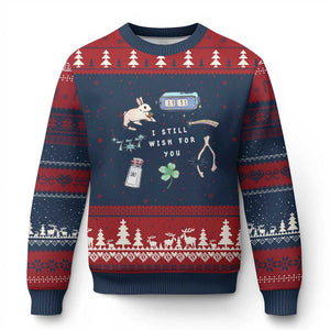 I Still Wish for You Lucky Rabbit 1111 Stars Clover Signs Ugly Christmas Sweater TS11 Navy Red Print Your Wear