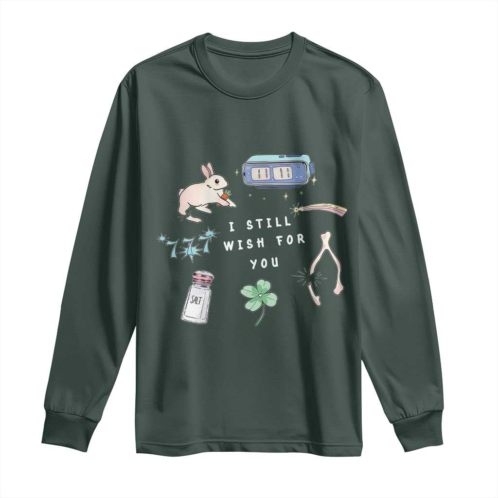 I Still Wish for You Lucky Rabbit 1111 Stars Clover Signs Long Sleeve Shirt TS11 Dark Forest Green Print Your Wear