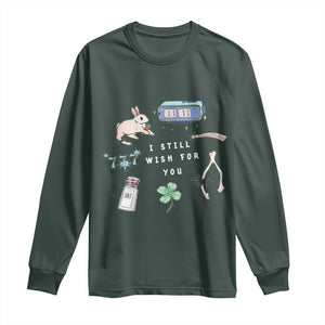 I Still Wish for You Lucky Rabbit 1111 Stars Clover Signs Long Sleeve Shirt TS11 Dark Forest Green Print Your Wear