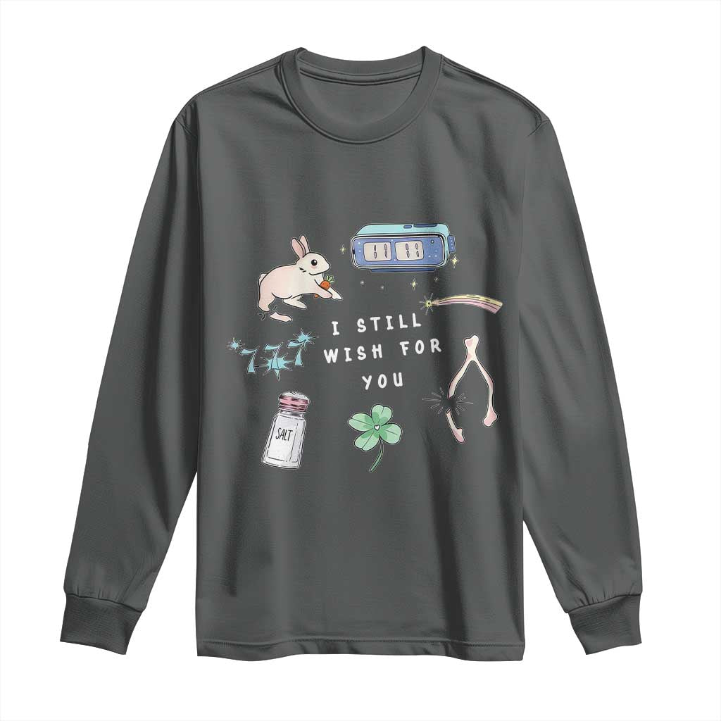 I Still Wish for You Lucky Rabbit 1111 Stars Clover Signs Long Sleeve Shirt TS11 Dark Heather Print Your Wear