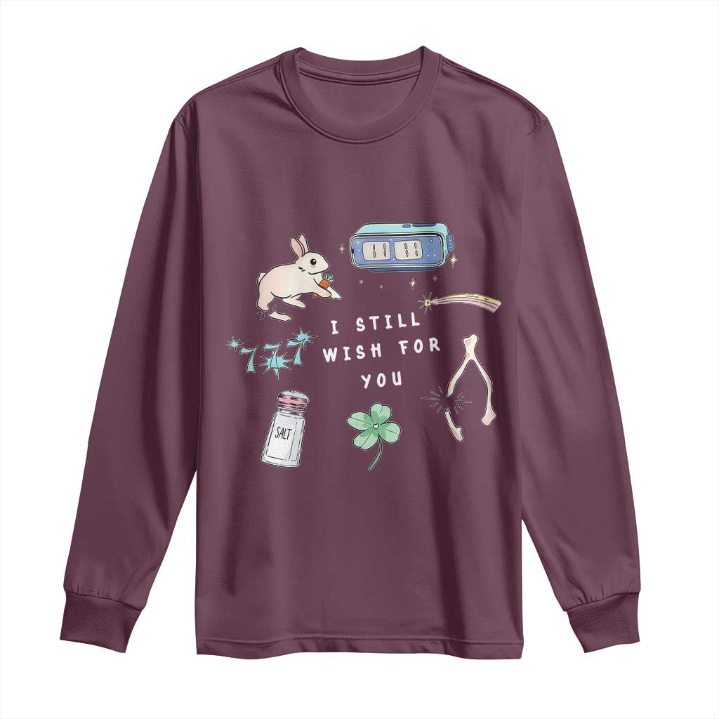 I Still Wish for You Lucky Rabbit 1111 Stars Clover Signs Long Sleeve Shirt TS11 Maroon Print Your Wear