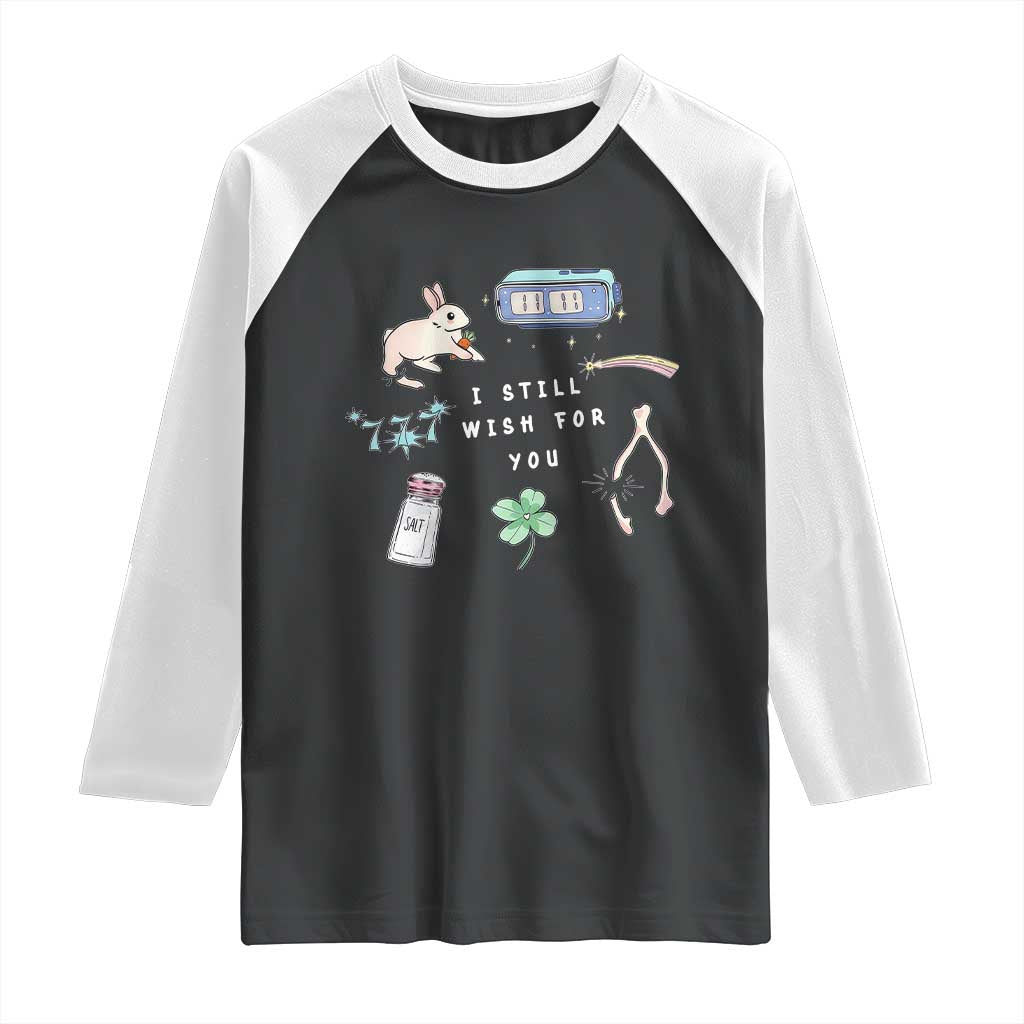 I Still Wish for You Lucky Rabbit 1111 Stars Clover Signs Raglan Shirt TS11 Black White Print Your Wear