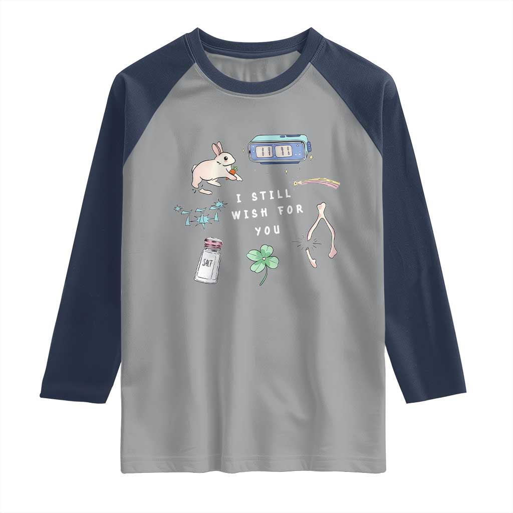 I Still Wish for You Lucky Rabbit 1111 Stars Clover Signs Raglan Shirt TS11 Sport Gray Navy Print Your Wear
