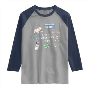 I Still Wish for You Lucky Rabbit 1111 Stars Clover Signs Raglan Shirt TS11 Sport Gray Navy Print Your Wear