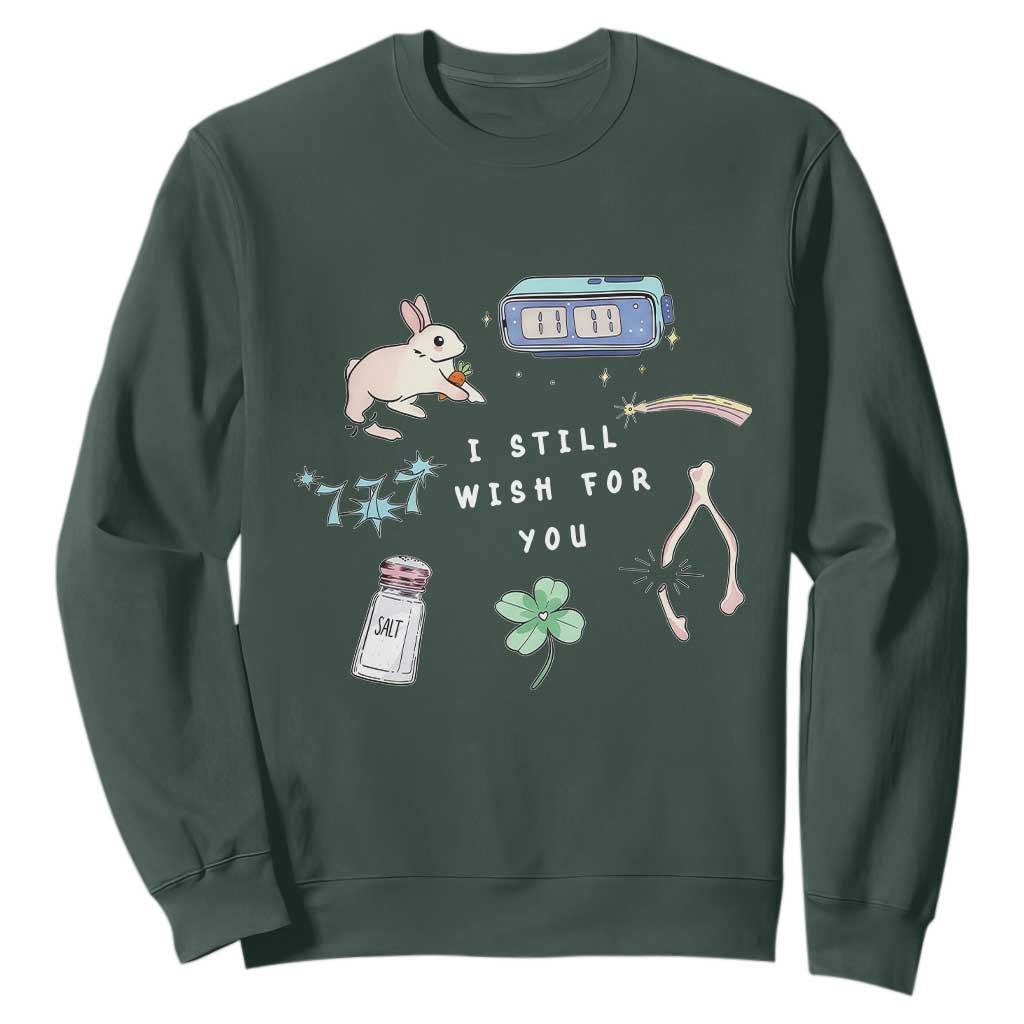 I Still Wish for You Lucky Rabbit 1111 Stars Clover Signs Sweatshirt TS11 Dark Forest Green Print Your Wear
