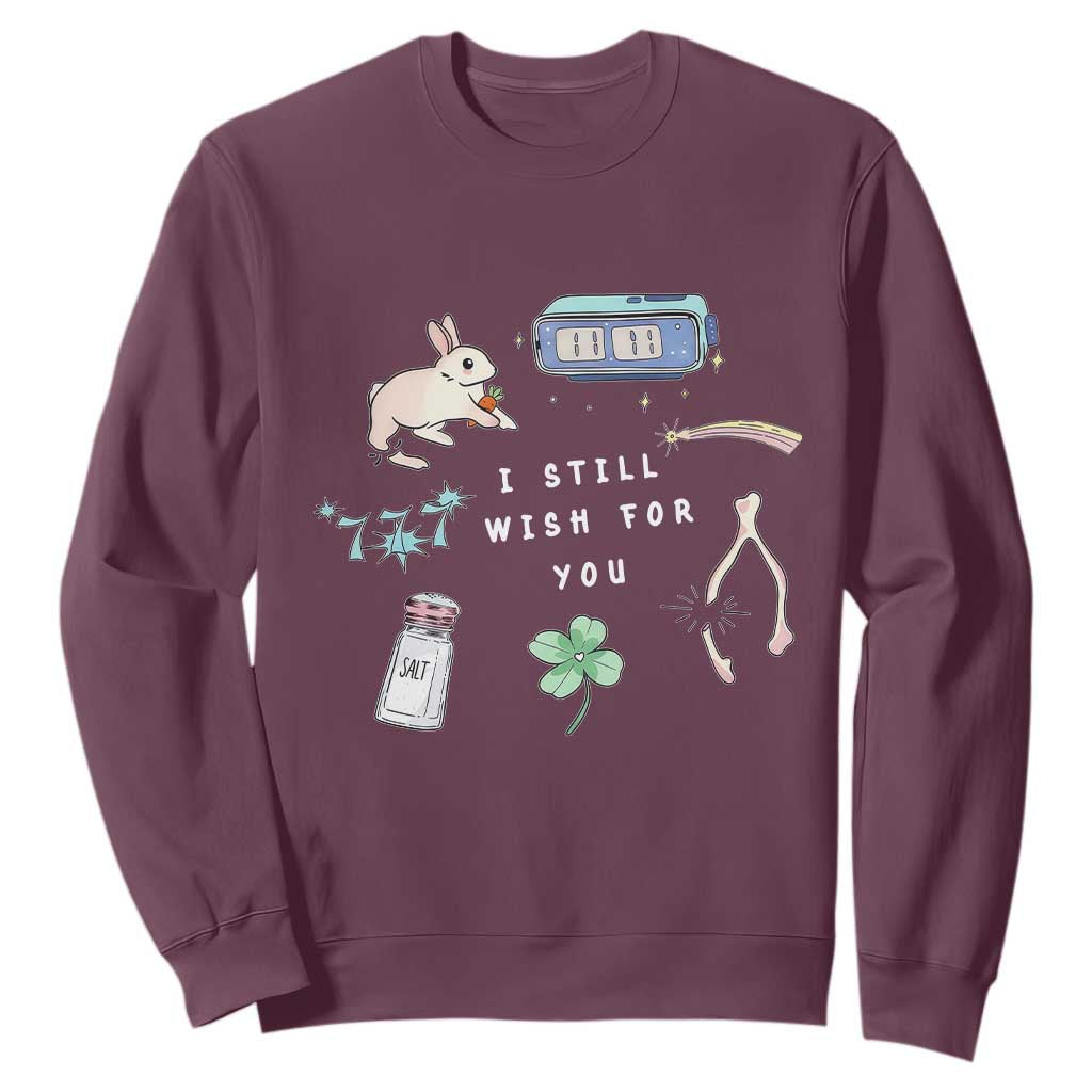 I Still Wish for You Lucky Rabbit 1111 Stars Clover Signs Sweatshirt TS11 Maroon Print Your Wear