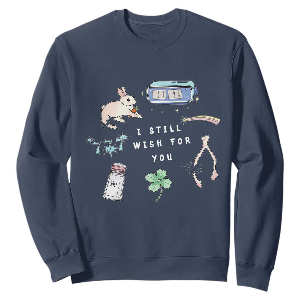 I Still Wish for You Lucky Rabbit 1111 Stars Clover Signs Sweatshirt TS11 Navy Print Your Wear