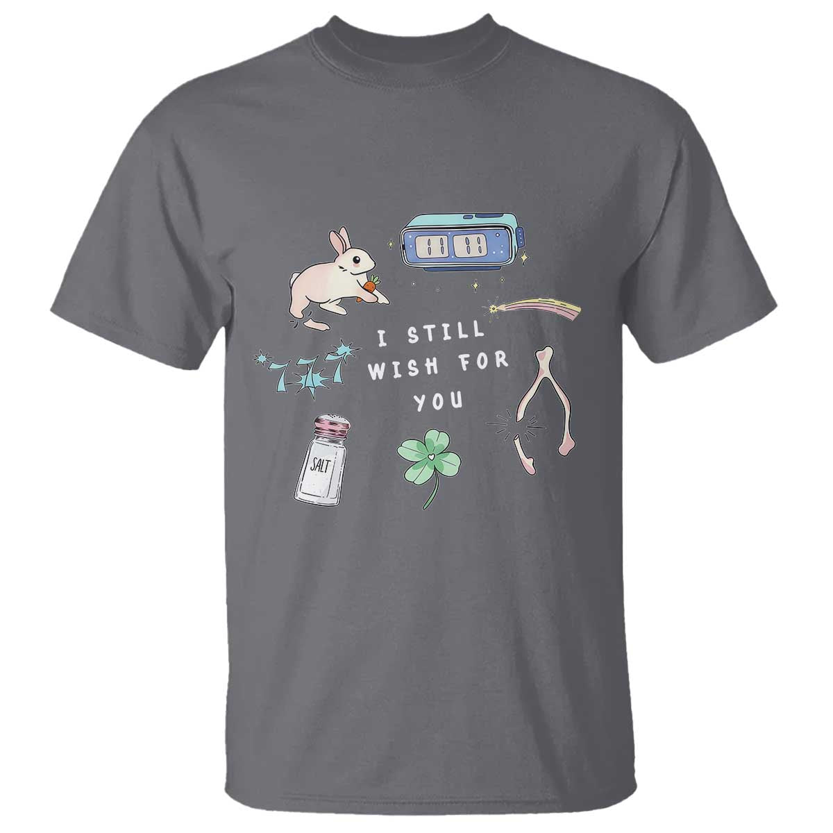I Still Wish for You Lucky Rabbit 1111 Stars Clover Signs T Shirt TS11 Charcoal Print Your Wear