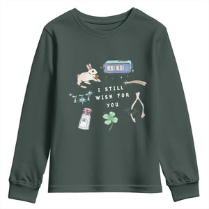 I Still Wish for You Lucky Rabbit 1111 Stars Clover Signs Youth Sweatshirt TS11 Dark Forest Green Print Your Wear