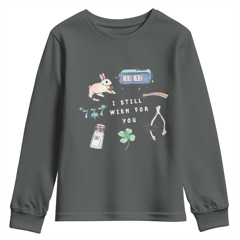 I Still Wish for You Lucky Rabbit 1111 Stars Clover Signs Youth Sweatshirt TS11 Dark Heather Print Your Wear