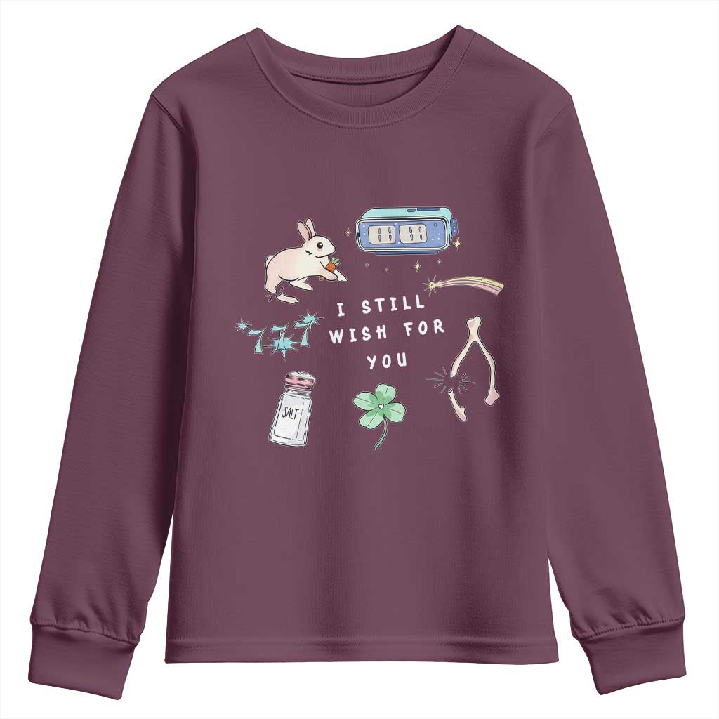 I Still Wish for You Lucky Rabbit 1111 Stars Clover Signs Youth Sweatshirt TS11 Maroon Print Your Wear