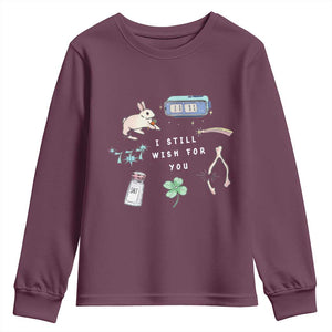I Still Wish for You Lucky Rabbit 1111 Stars Clover Signs Youth Sweatshirt TS11 Maroon Print Your Wear