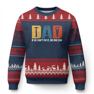 Funny Dad He Cant Fix It No One Can Ugly Christmas Sweater Fathers Day TS11 Navy Red Print Your Wear
