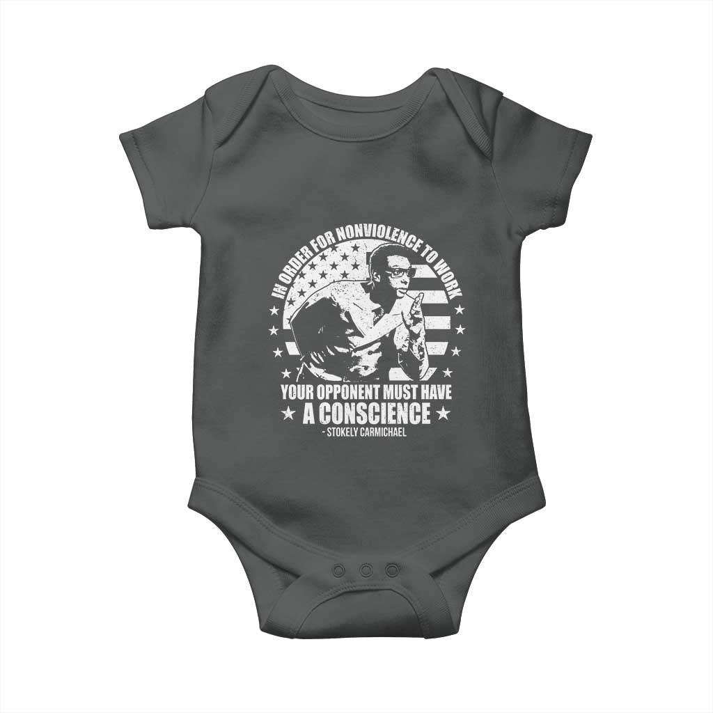 Stokely Carmichael Quote Baby Onesie In Order For Nonviolence To Work Your Opponent Must Have A Conscience TS11 Dark Heather Print Your Wear